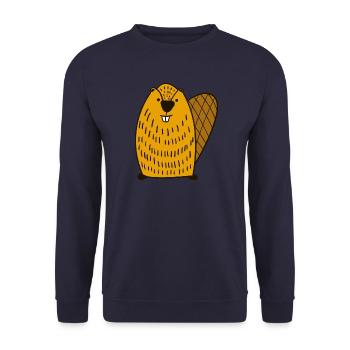 Beaver funny Illustration Gift Men Women - Unisex Pullover - Navy - Vorne - Alina (178cm) & Michal (187cm)