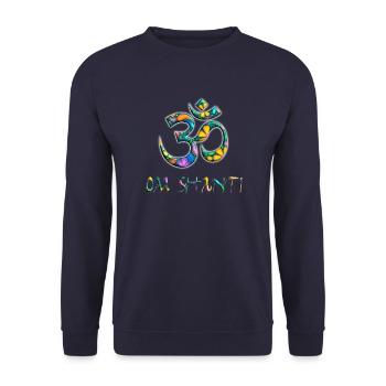 Om Shanti Om Floral Spirituel - Sweat-shirt Unisexe - marine - Devant - Alina (178cm) & Michal (187cm)