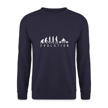 Fitness Evolution Gym Bodybuilder Geschenk - Unisex Pullover - Navy - Vorne - Alina (178cm) & Michal (187cm)