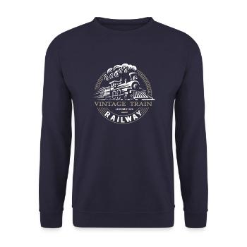 Locomotive, train, locomotive à vapeur - Sweat-shirt Unisexe - marine - Devant - Alina (178cm) & Michal (187cm)