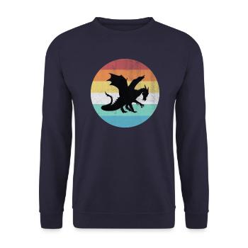 Drache - Unisex Pullover - Navy - Vorne - Alina (178cm) & Michal (187cm)