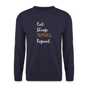 Eat. Sleep. TRAVEL. Repeat. - Unisex Sweatshirt - navy - Front - Alina (178cm) & Michal (187cm)
