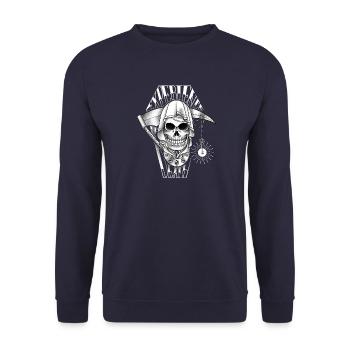 Reaper Grim Reaper Death Skull - Unisex Sweatshirt - navy - Front - Alina (178cm) & Michal (187cm)
