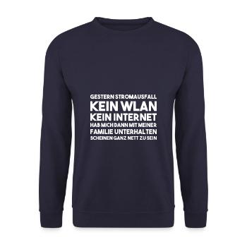 Gestern Stromausfall - Admin - Unisex Pullover - Navy - Vorne - Alina (178cm) & Michal (187cm)