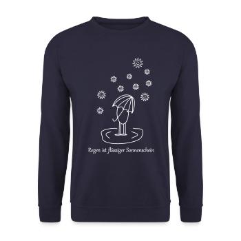 Regen ist flüssiger Sonnenschein - Unisex Pullover - Navy - Vorne - Alina (178cm) & Michal (187cm)