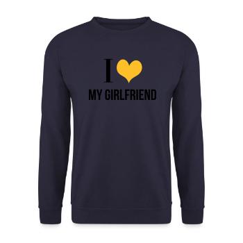 I Love My Girlfriend - Unisex Pullover - Navy - Vorne - Alina (178cm) & Michal (187cm)
