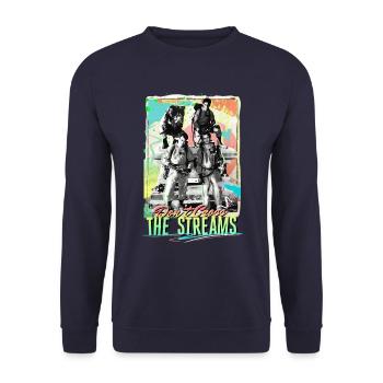 Ghostbusters NIE Die Laserströme Kreuzen - Unisex Pullover - Navy - Vorne - Alina (178cm) & Michal (187cm)