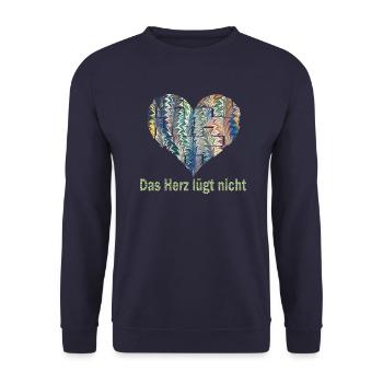 das herz lügt nicht e 73 - Unisex Pullover - Navy - Vorne - Alina (178cm) & Michal (187cm)