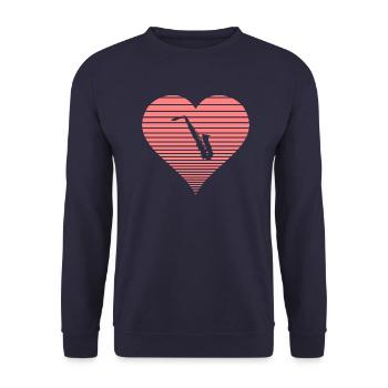 Saxofon - Unisex Pullover - Navy - Vorne - Alina (178cm) & Michal (187cm)