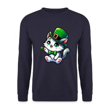 St. Patricks Day Katze Cartoon - Unisex Pullover - Navy - Vorne - Alina (178cm) & Michal (187cm)