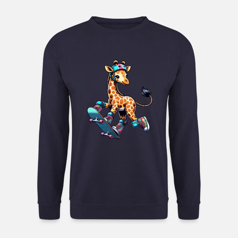Skater Giraffe auf dem Skateboard - Unisex Pullover - Navy