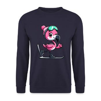 Flamingo Skifahrer Winterspaß - Unisex Pullover - Navy - Vorne - Alina (178cm) & Michal (187cm)
