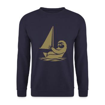 Minimalist Sailing Dinghy Sloth Summer - Unisex Sweatshirt - navy - Front - Alina (178cm) & Michal (187cm)
