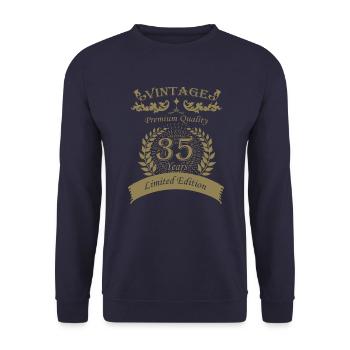 Vintage 35th Birthday Vintage - Unisex Sweatshirt - navy - Front - Alina (178cm) & Michal (187cm)