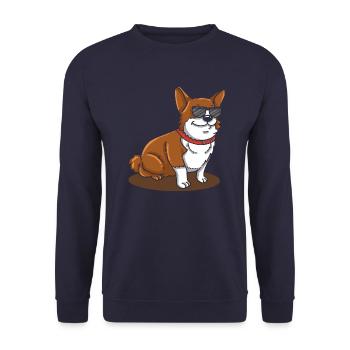 Cool Corgi avec lunettes de soleil Cadeau Drôle - Sweat-shirt Unisexe - marine - Devant - Alina (178cm) & Michal (187cm)