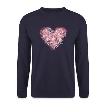 Coeur rose - Sweat-shirt Unisexe - marine - Devant - Alina (178cm) & Michal (187cm)