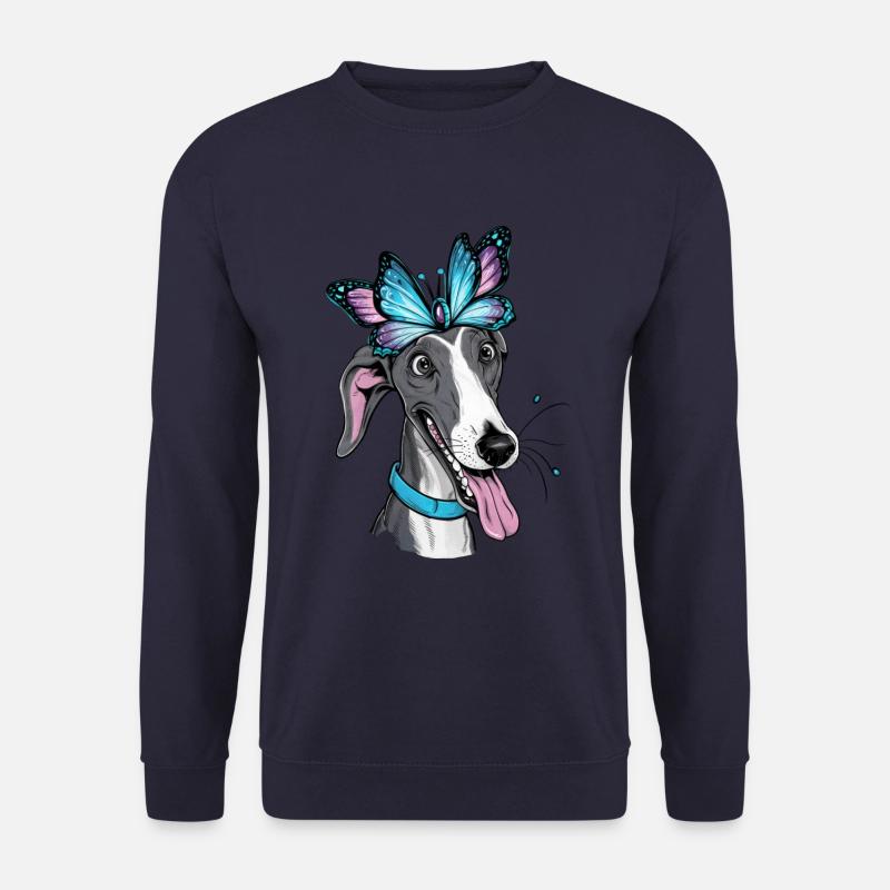 Carton Greyhound with Butterfly - Unisex Sweatshirt - navy