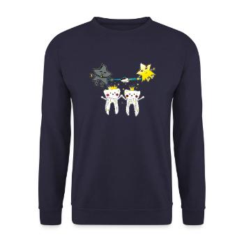 Gesunde Zähne - Unisex Pullover - Navy - Vorne - Alina (178cm) & Michal (187cm)