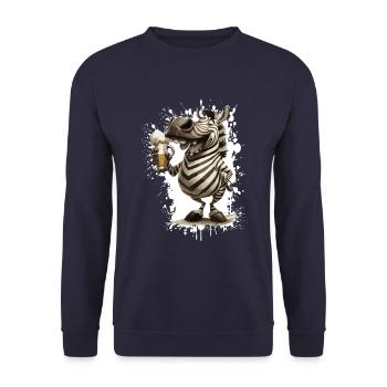 Zebra Beer Funny - Unisex Sweatshirt - navy - Front - Alina (178cm) & Michal (187cm)
