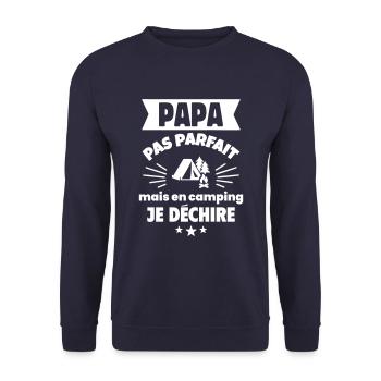 Papa pas parfait camping, cadeau fête des pères - Sweat-shirt Unisexe - marine - Devant - Alina (178cm) & Michal (187cm)
