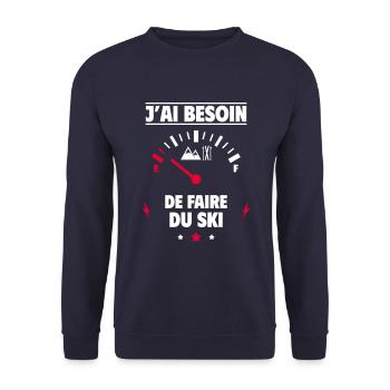 J’ai besoin de faire du ski,Ski,Skieur - Sweat-shirt Unisexe - marine - Devant - Alina (178cm) & Michal (187cm)