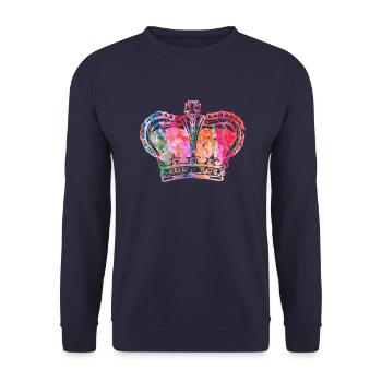 Aquarell Krone Queen Geschenk Idee - Unisex Pullover - Navy - Vorne - Alina (178cm) & Michal (187cm)