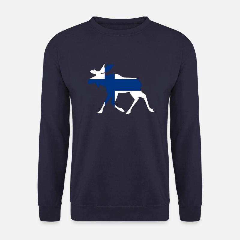 Finnland Elch mit Flagge in Silhouette - Unisex Pullover - Navy
