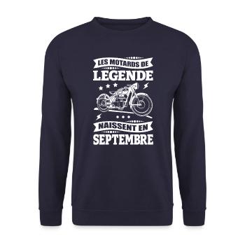 ANNIVERSAIRE MOTARD DE SEPTEMBRE - Sweat-shirt Unisexe - marine - Devant - Alina (178cm) & Michal (187cm)