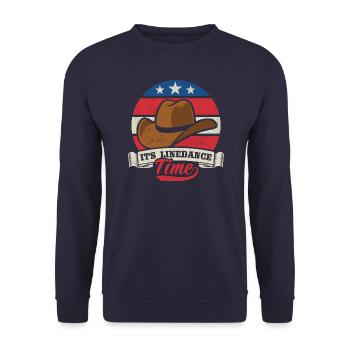 Line Dance Linedancing USA Country Fan - Gift - Unisex Sweatshirt - navy - Front - Alina (178cm) & Michal (187cm)