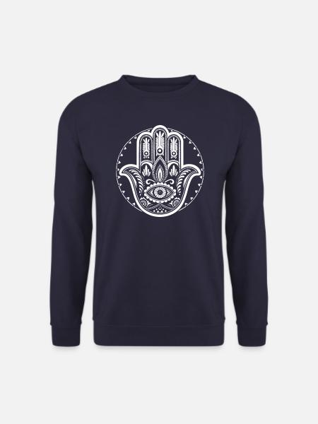 Hamsa - Hand of Fatima - Protection and Blessing - Unisex Sweatshirt - navy
