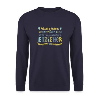 Grossartiger Erzieher - Unisex Pullover - Navy - Vorne - Alina (178cm) & Michal (187cm)