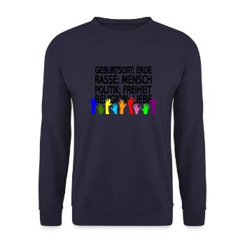 Gegen Rassismus - Unisex Pullover - Navy - Vorne - Alina (178cm) & Michal (187cm)