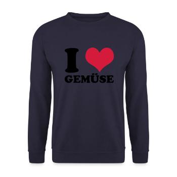 I Love Gemüse - Unisex Pullover - Navy - Vorne - Alina (178cm) & Michal (187cm)