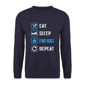 Eat Sleep Find Bugs Repeat Funny Programmer - Unisex Sweatshirt - navy - Front - Alina (178cm) & Michal (187cm)