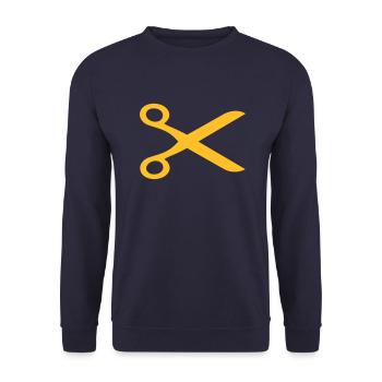 Friseur Schere - Unisex Pullover - Navy - Vorne - Alina (178cm) & Michal (187cm)