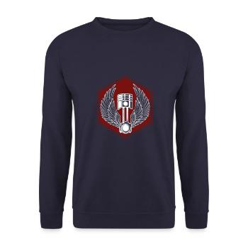 Moteur - moteur - vintage - rocker - Sweat-shirt Unisexe - marine - Devant - Alina (178cm) & Michal (187cm)