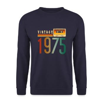 Année 1975 Old School Cassette Musique Rétro - Sweat-shirt Unisexe - marine - Devant - Alina (178cm) & Michal (187cm)