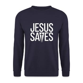Jésus sauve - Jésus sauve - Sweat-shirt Unisexe - marine - Devant - Alina (178cm) & Michal (187cm)