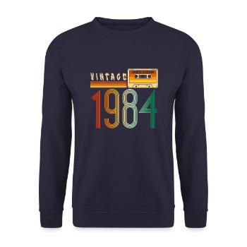 Année 1984 Old School Cassette Musique Rétro - Sweat-shirt Unisexe - marine - Devant - Alina (178cm) & Michal (187cm)