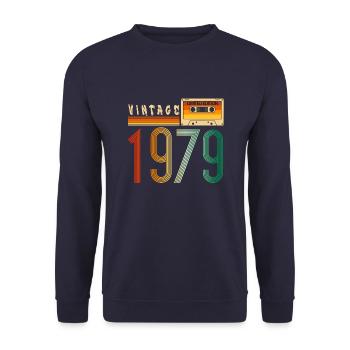 Année 1979 Old School Cassette Musique Rétro - Sweat-shirt Unisexe - marine - Devant - Alina (178cm) & Michal (187cm)