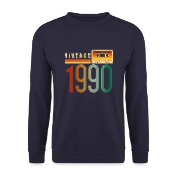 Année 1990 Old School Cassette Musique Rétro - Sweat-shirt Unisexe - marine - Devant - Alina (178cm) & Michal (187cm)