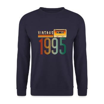 Année 1995 Old School Cassette Musique Rétro - Sweat-shirt Unisexe - marine - Devant - Alina (178cm) & Michal (187cm)