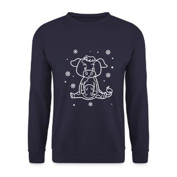 funny baby cow - Unisex Sweatshirt - navy - Front - Alina (178cm) & Michal (187cm)