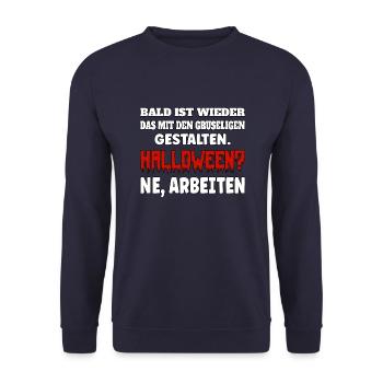 Bald ist wieder das mit den gruseligen Gestalten - Unisex Pullover - Navy - Vorne - Alina (178cm) & Michal (187cm)