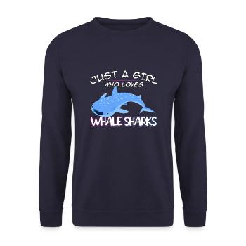 Just a Girl who loves Whale Sharks - Scuba diving - Unisex Pullover - Navy - Vorne - Alina (178cm) & Michal (187cm)