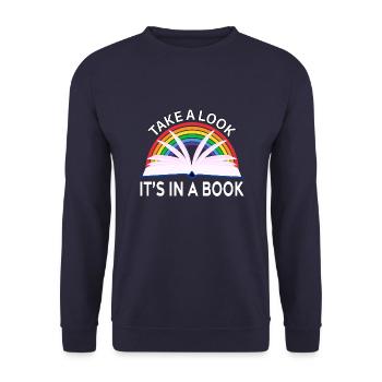 Take a Look It's In A Book Vintage Bookworm - Unisex Sweatshirt - navy - Front - Alina (178cm) & Michal (187cm)