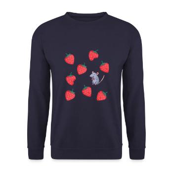 lecker Erdbeeren Mausi - Unisex Pullover - Navy - Vorne - Alina (178cm) & Michal (187cm)
