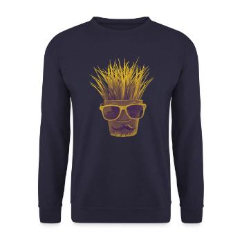 "Hipster with herbs" - Unisex Sweatshirt - navy - Front - Alina (178cm) & Michal (187cm)