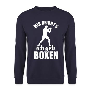 Mir reicht's ich geh Boxen - Boxer Spruch - Unisex Pullover - Navy - Vorne - Alina (178cm) & Michal (187cm)