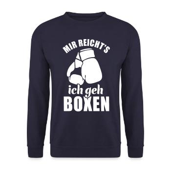 Mir reicht's ich geh Boxen - Boxer Spruch - Unisex Pullover - Navy - Vorne - Alina (178cm) & Michal (187cm)